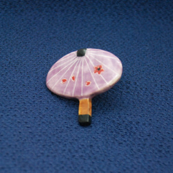 ＜陶器/和＞和傘帯留め（紫/さくら） 4枚目の画像
