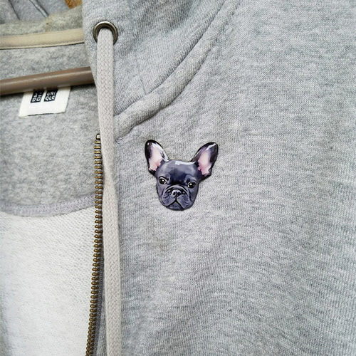 フレンチブルドッグ／黒【Mサイズ】ピンバッジ ペット服・アクセサリー