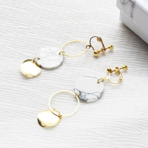 幾何学。ラウンドロングイヤリングCIRCLE DANGLE EARRING 3枚目の画像