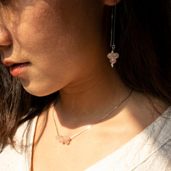 春意。粉晶垂墜耳環 ROSE QUARTZ CRYSTAL DANGLE EARRING 第6張的照片