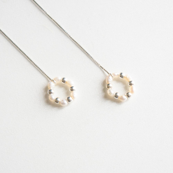 Goody Bag-Pearl Circle Dangleイヤリング+ネックレスPEARL CIRCLE EARRING + N 2枚目の画像