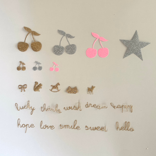 ♡選べるサイズ♡さくらんぼ刺繍の巾着袋 くすみピンク×パステル