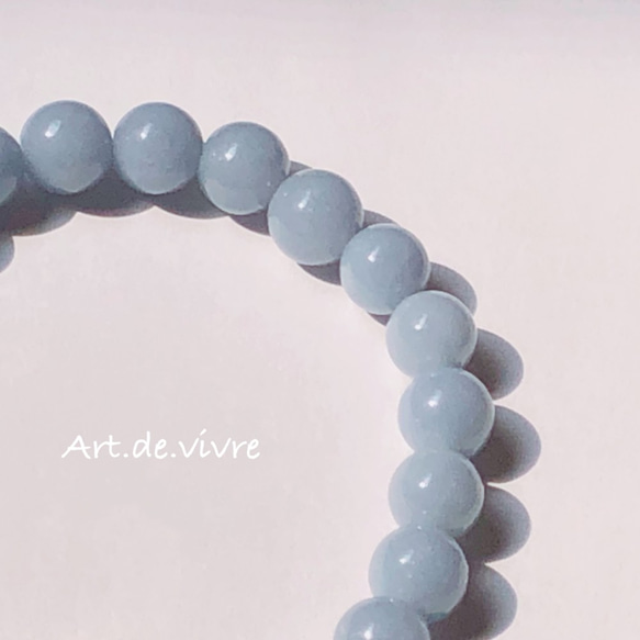 【再販】月の光の石「ムーンストーン」＆天使の石「エンジェライト」の天然石ブレスレット 4枚目の画像