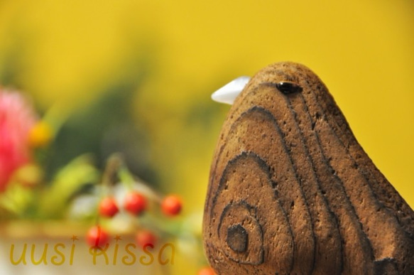流木 鳥のオブジェ・カワラヒワ・インテリアに。 4枚目の画像