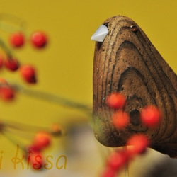 流木 鳥のオブジェ・カワラヒワ・インテリアに。 5枚目の画像