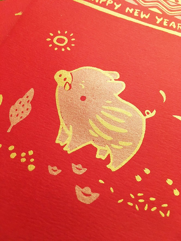2019豚年6豚年赤封筒/手作りエナメル赤封筒バッグダブルカラーゴールドカラー 5枚目の画像