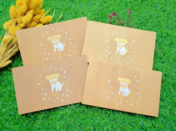 【純手工絹印明信片】狗狗系列 - 傑克羅素 / 牛皮紙厚卡刷色 第3張的照片