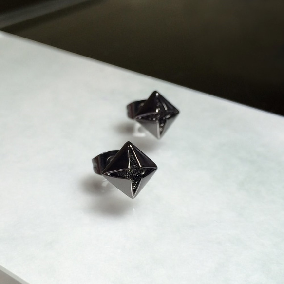 (30%off)超型格黑鑽石防敏不鏽鋼耳環 第6張的照片