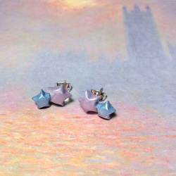 手工折紙幸運雙星耳環 (粉紫+粉藍) 第3張的照片