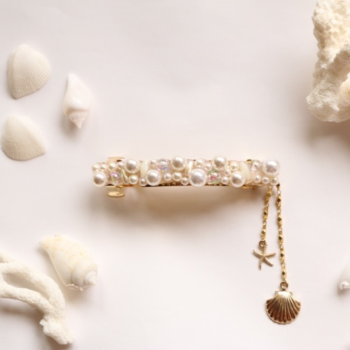 高品質 キラキラ☆チェーンが揺れるアリエルバレッタ☆ バレッタ aloha ヘアアクセサリー