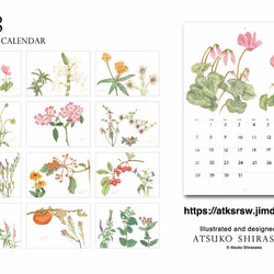 2018年版　色鉛筆で描いた植物のカレンダーA4中綴じ2つ折りタイプ 8枚目の画像