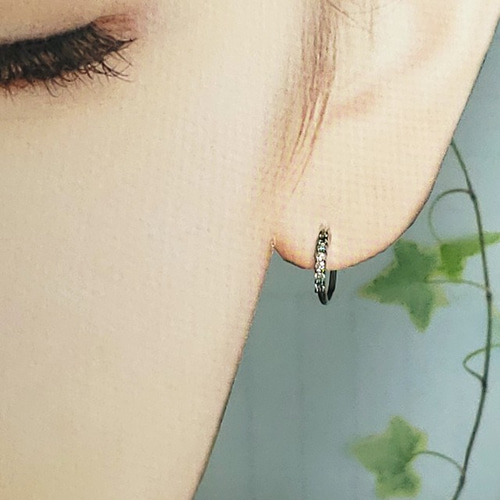 K10WG ダイヤモンド フープピアス K10WG ダイヤモンドフープピアス両耳分 ピアス（フープ） VIVIEN