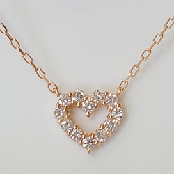 K10PG(刻印入)ダイヤモンドハートネックレス ネックレス・ペンダント