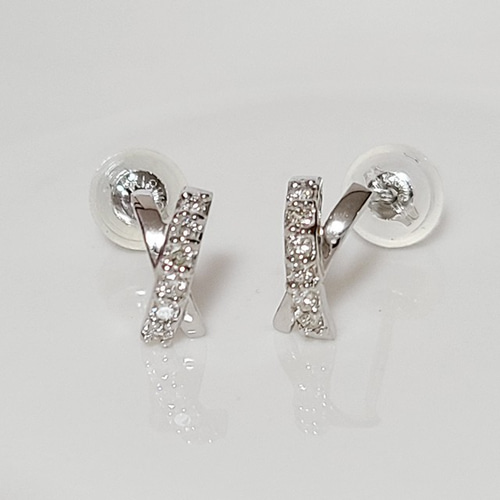 K18WG(刻印入)ダイヤモンドクロスモチーフピアス ピアス