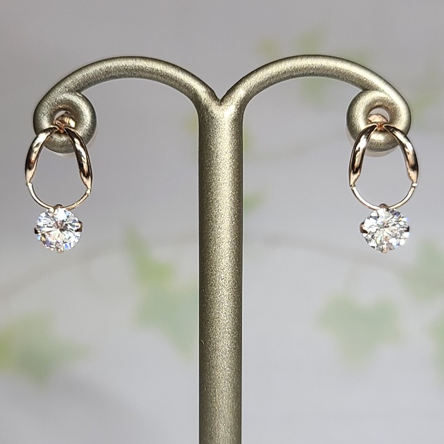 K10PG(刻印入) 清楚に繊細に煌めく優しいピアス（CZ）