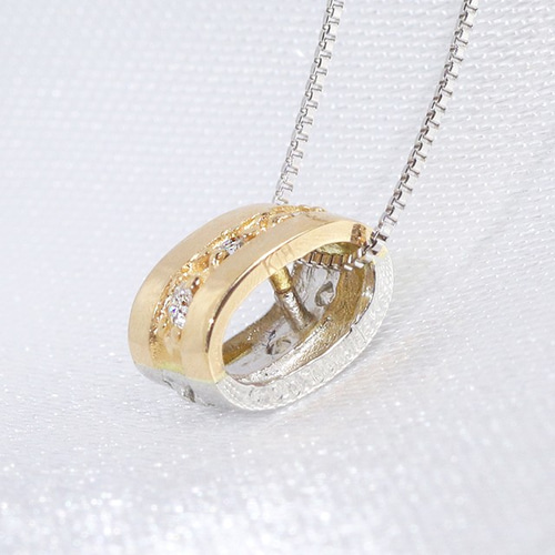 PT900/K18PG(刻印入)リバーシブルダイヤモンドネックレス ネックレス 