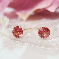 K18(刻印入)ピンクトパーズピアス ピアス（スタッド・一粒） VIVIEN 