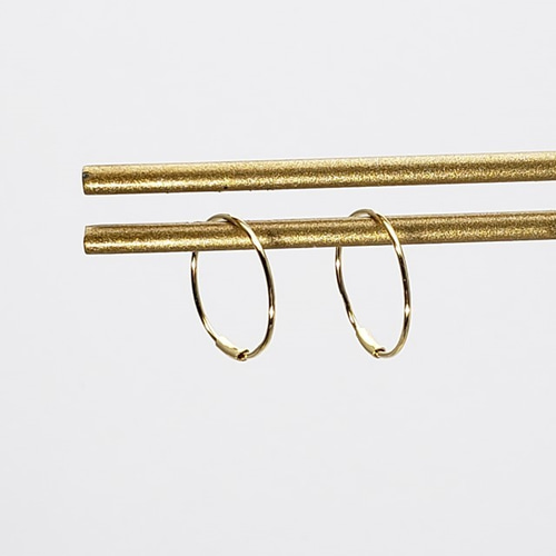 k18(刻印有り)フープ　両耳ピアス K18華奢フープピアス両耳分 (刻印あり） 15mm ピアス（フープ） VIVIEN