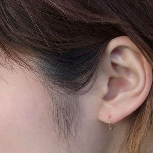 K18華奢フープピアス両耳分 (刻印あり） 15mm ピアス（フープ