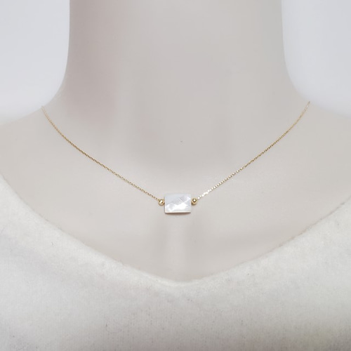 美品　k18 シェル　ネックレス 天然石　ヘッド K18 white shell/ ホワイトシェル ダイヤモンド ネックレス