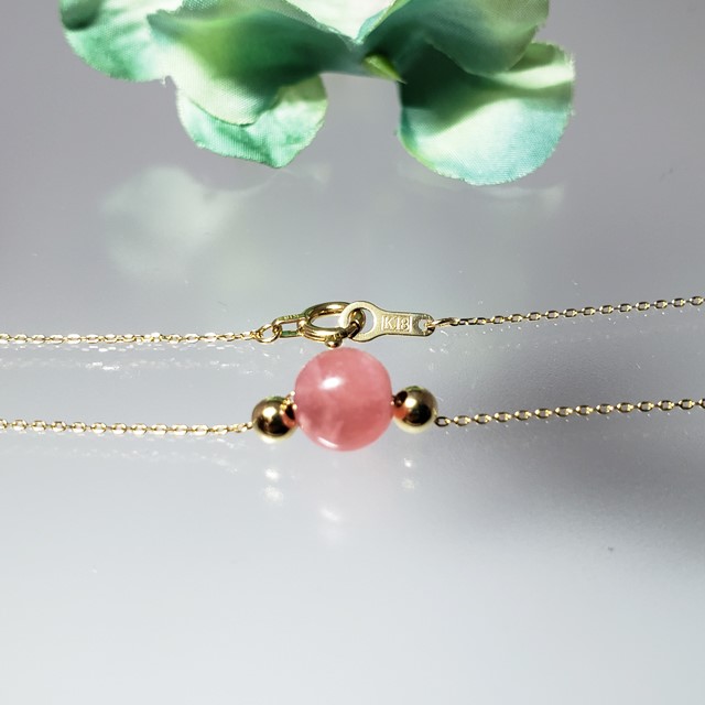 K18（刻印入）バラ色に導く華やかインカローズネックレス