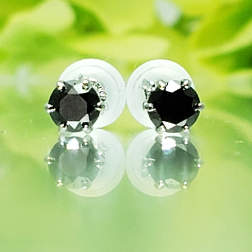 【送料無料】pt900 天然石 ブラック ダイヤモンド ピアス 刻印有 プラチナ