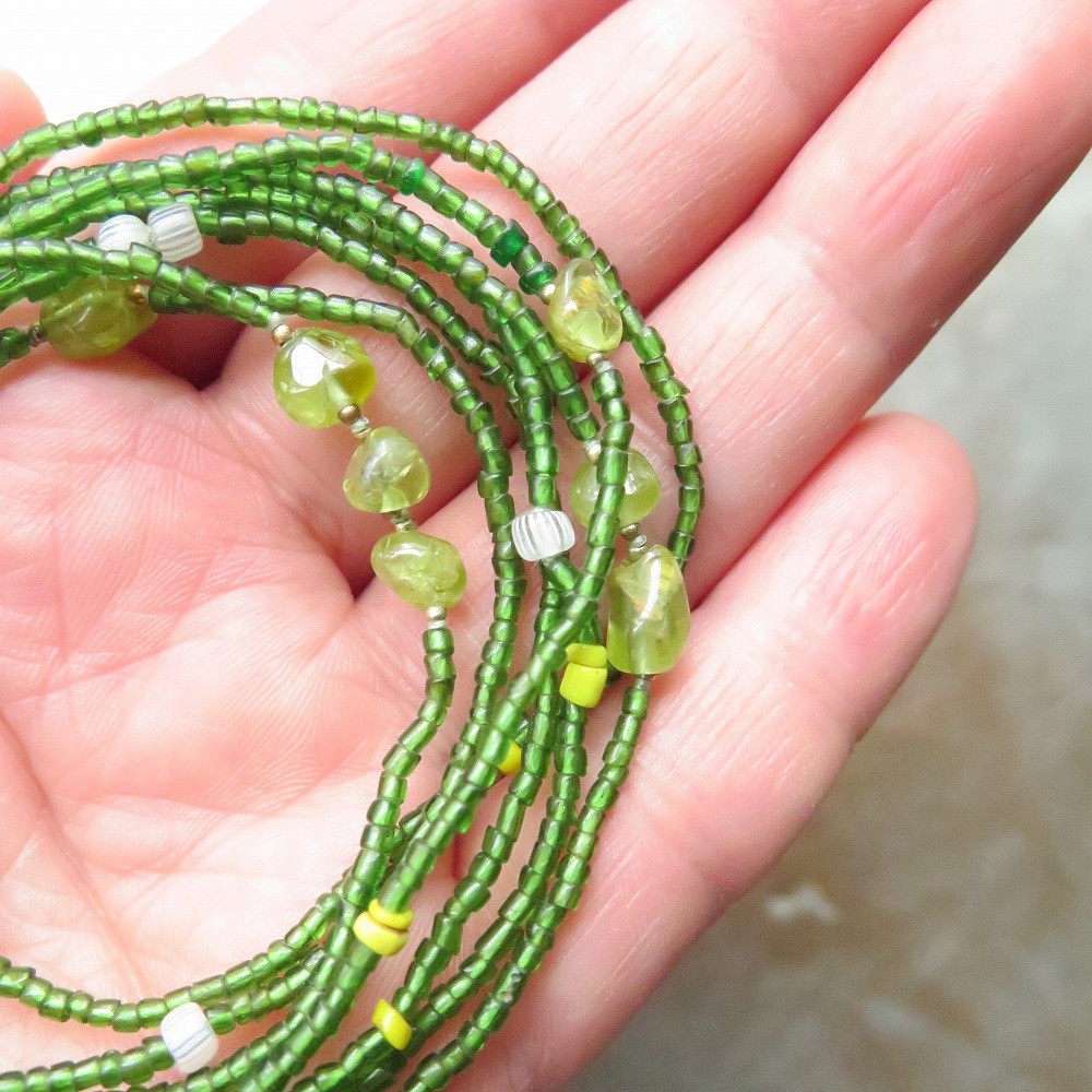 アンティーク　糸　ペリドット　緑＆黄色　ネックレス  　百世 momotose（東）