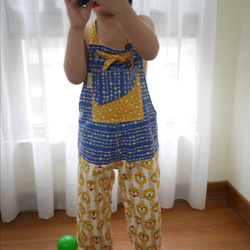 馬戲團的獅子 童趣手作直筒吊帶褲 日本布料 尺寸 90 褲襠開扣 第2張的照片