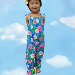 ハイビスカスの花ボヘミアンハワイアンバケーション風巾着ジャンプスーツサイズ100 4枚目の画像