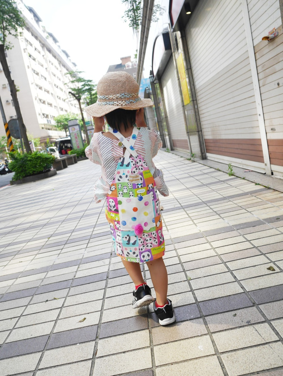 熊貓小姐 童趣手作直筒吊帶短裙 日本布料 尺寸 90 第5張的照片