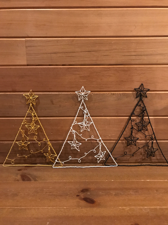 クリスマスツリーモチーフ ワイヤークラフト ブラック 3枚目の画像