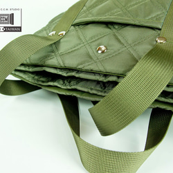 菱格紋呢絨托特包(軍綠-日本布料)-設計師手工包、手作包 Tote 第7張的照片