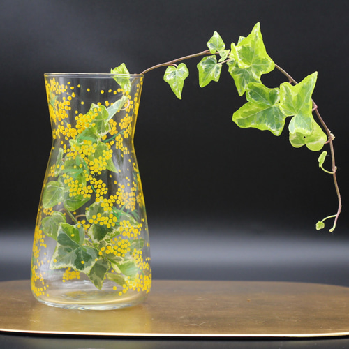 イタリア製 フラワーベース 花瓶 ガラス製 インテリア 花器 送料無料】ミモザのフラワーベース（大）✨クリスマスプレゼントガラス