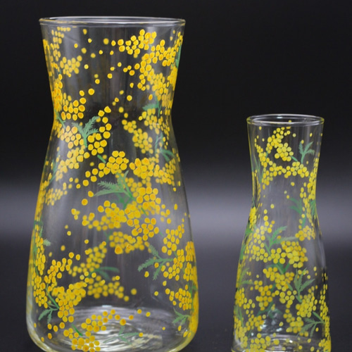 送料無料】ミモザのフラワーベース（大）✨クリスマスプレゼントガラス