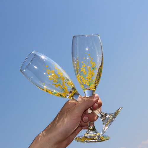 ミモザシャンパングラス(小)✨ミモザワイングラス✨お誕生日✨パーティ