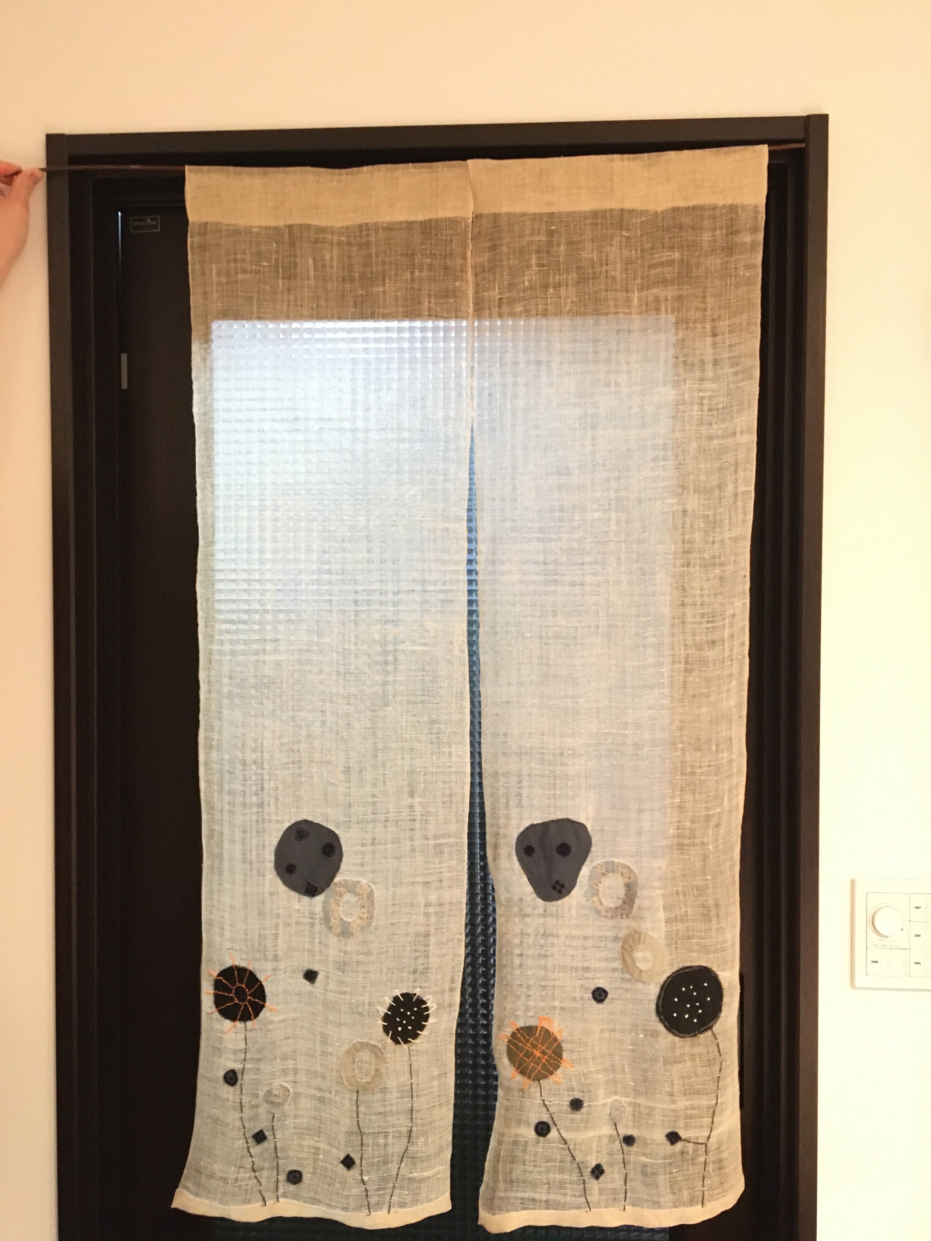 蚊帳　のれん　目隠し　間仕切　麻　リメイク　ハンドメイド