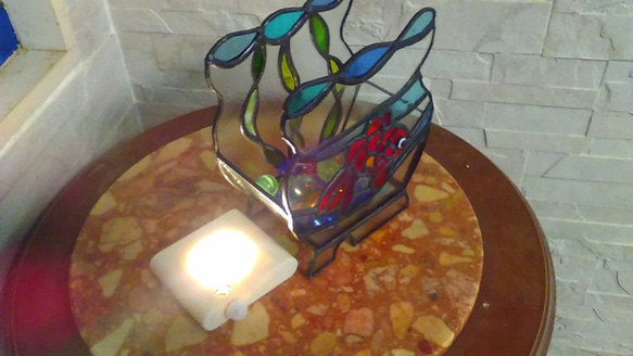 ステンドグラスの金魚鉢　テーブルライト人感センサー付き new 7枚目の画像