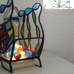 ステンドグラスの金魚鉢　テーブルライト人感センサー付き new 8枚目の画像