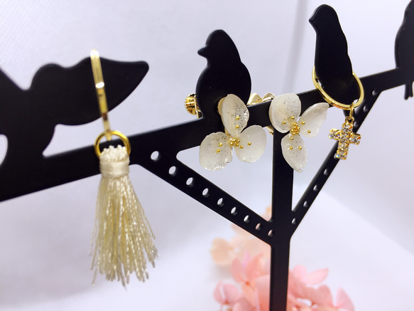 日本UV膠乾燥花style3～一付耳環四種搭配 第3張的照片