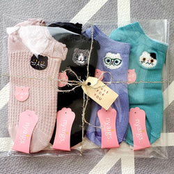 蓬鬆絨毛貓繡絲混紡襪“Sora SORA” 第4張的照片