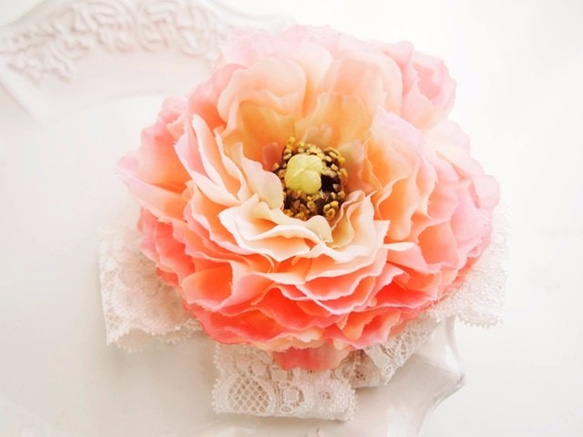 入園入学卒業、結婚式に華やかピオニー・オレンジピンク 4枚目の画像