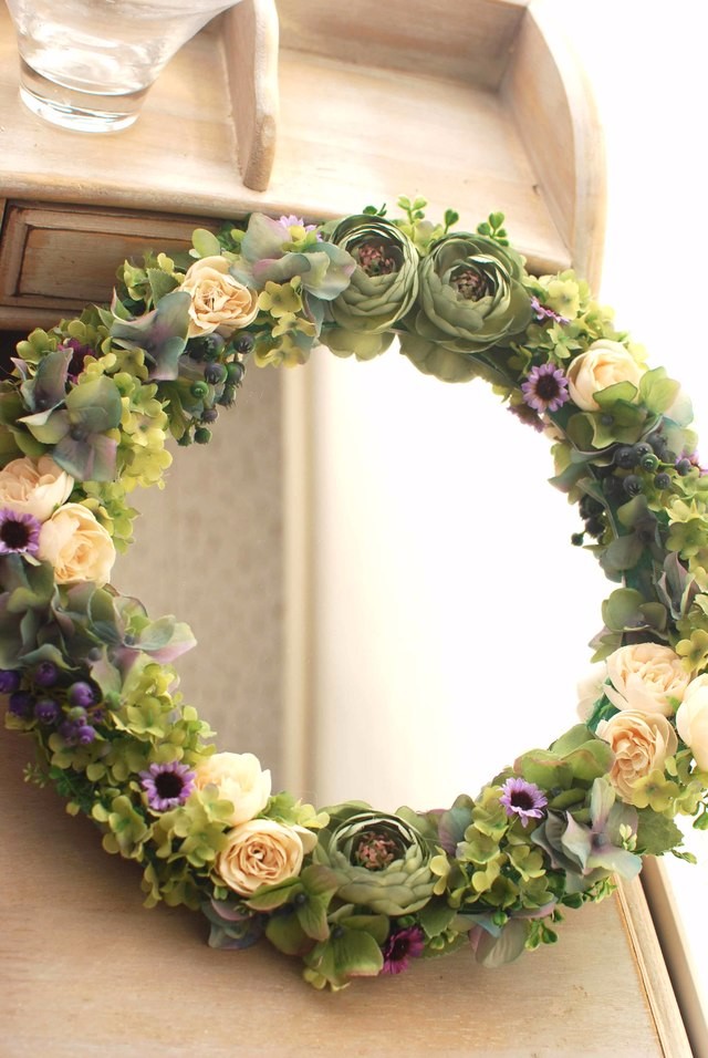 ナチュラルフラワーミラー＊アートフラワー | フラワーインテリア・壁掛け