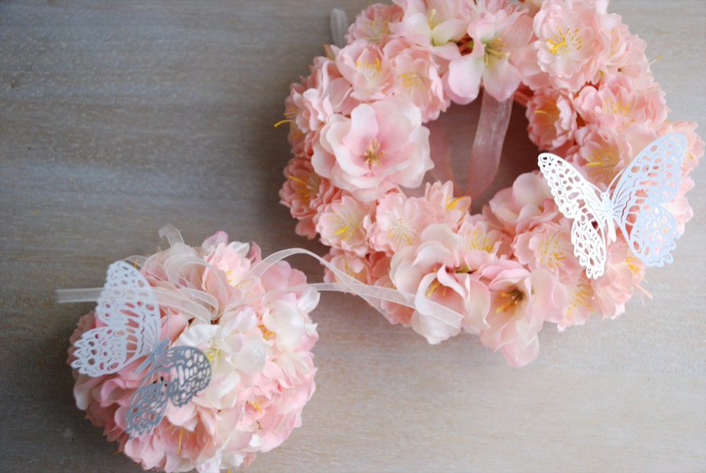 さくらのリース＆さくらボール＊アートフラワー | フラワーインテリア・壁掛け