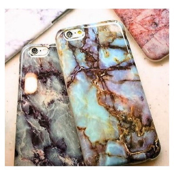 送料無料】 スタイリッシュ☆マーブル天然石柄 iPhone6/6s 7 ケース 