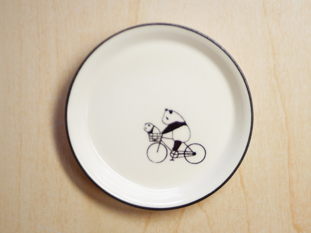パンダ醬油皿(自転車) 薬味皿・豆皿 丸山陶房（桑原純) パンダの