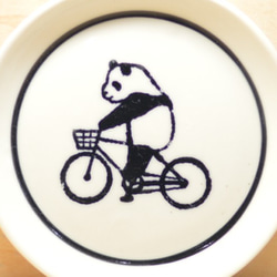 絵付けパンダ皿(自転車) 1枚目の画像