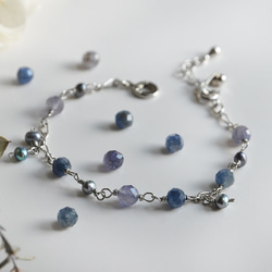 九月石 * 藍寶石 &amp; 堇青石和小珍珠手鍊 第2張的照片