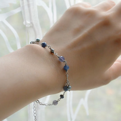 九月石 * 藍寶石 &amp; 堇青石和小珍珠手鍊 第3張的照片