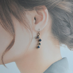 九月石*藍寶石和堇青石和小珍珠耳環[可能會刺穿] 第3張的照片