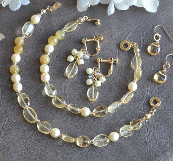 珠宝黄水晶线耳环（Pierced earrings/ Clip-on earrings） 第6張的照片